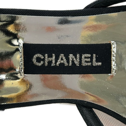 Chanel Flat Shoes Black Clear CC Logo Mesh — view 6