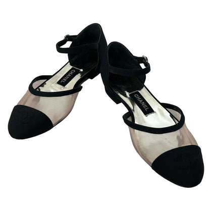 Chanel Flat Shoes Black Clear CC Logo Mesh — view 2