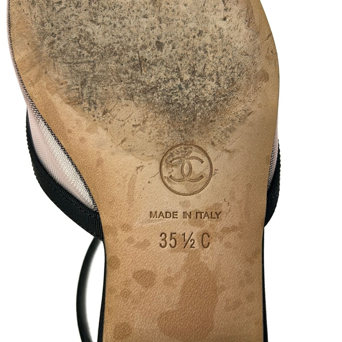 Chanel Flat Shoes Black Clear CC Logo Mesh — view 7