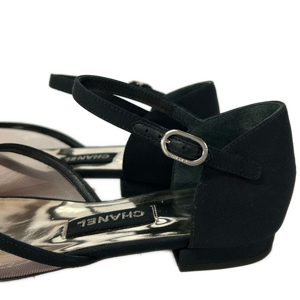 Chanel Flat Shoes Black Clear CC Logo Mesh — view 5