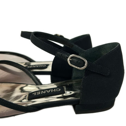 Chanel Flat Shoes Black Clear CC Logo Mesh — view 5