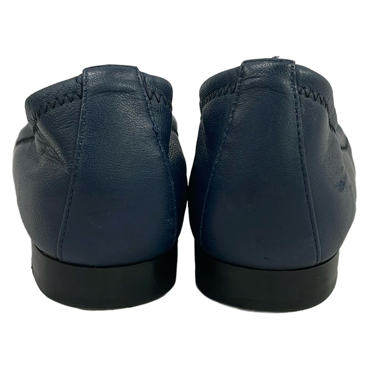 Chanel Flat Shoes Dark Navy Black CC Logo Lambskin — view 3