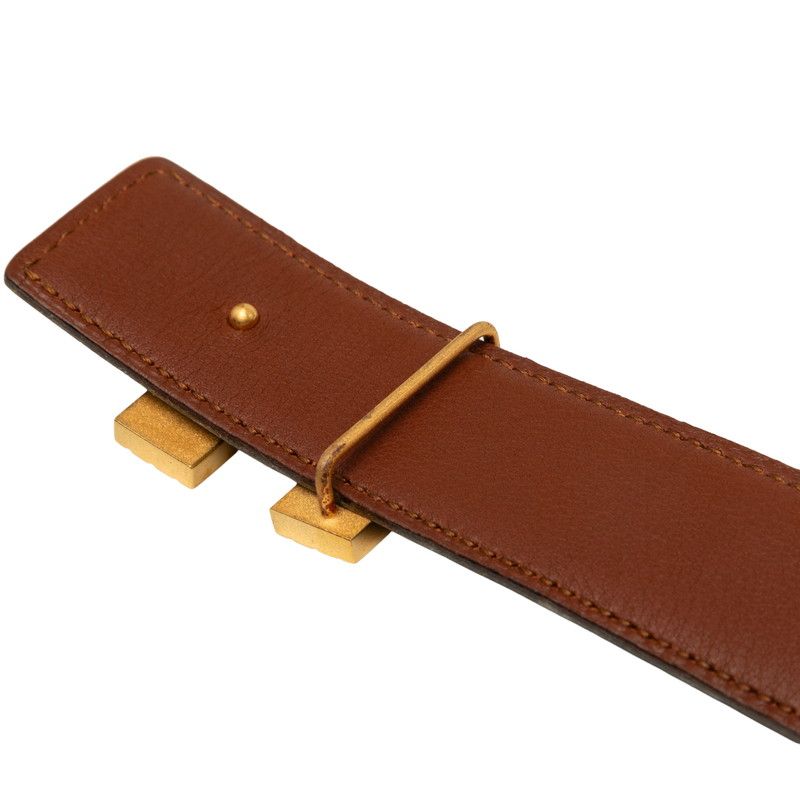 Hermes H Buckle Reversible Belt 70 Stamp D Black Gold Leather — view 5