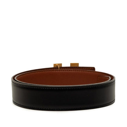 Hermes H Buckle Reversible Belt 70 Stamp D Black Gold Leather — view 3