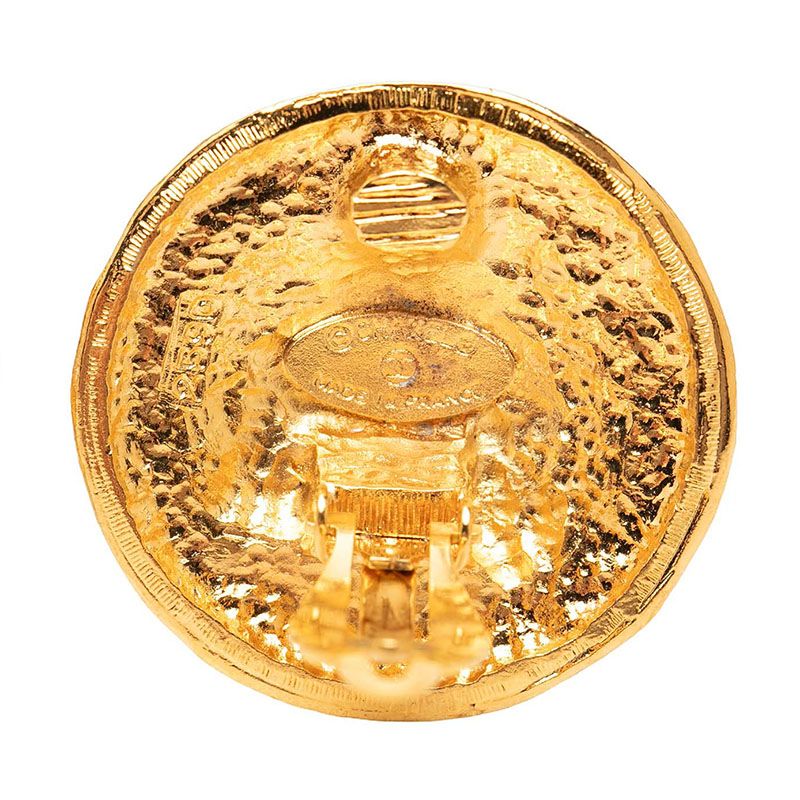 Chanel CC Logo Round Earrings Ear Clips Gold Plated — view 3