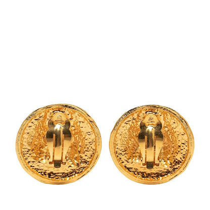 Chanel CC Logo Round Earrings Ear Clips Gold Plated — view 2
