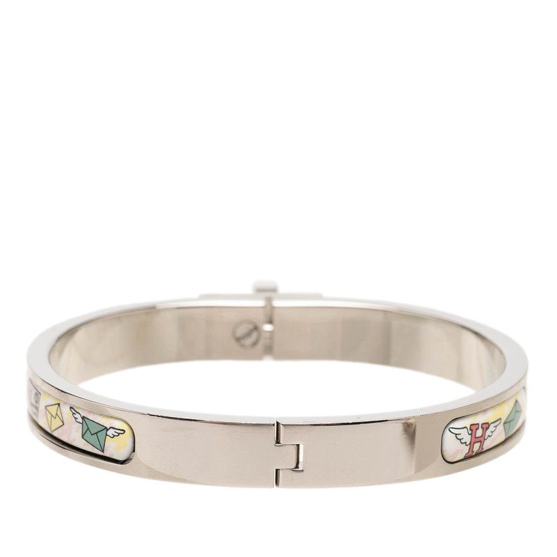 Hermes Mini Clic Kelly PM Letter Motif Bracelet Bangle Silver Multicolor Metal — view 3