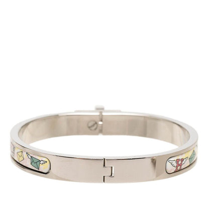 Hermes Mini Clic Kelly PM Letter Motif Bracelet Bangle Silver Multicolor Metal — view 3