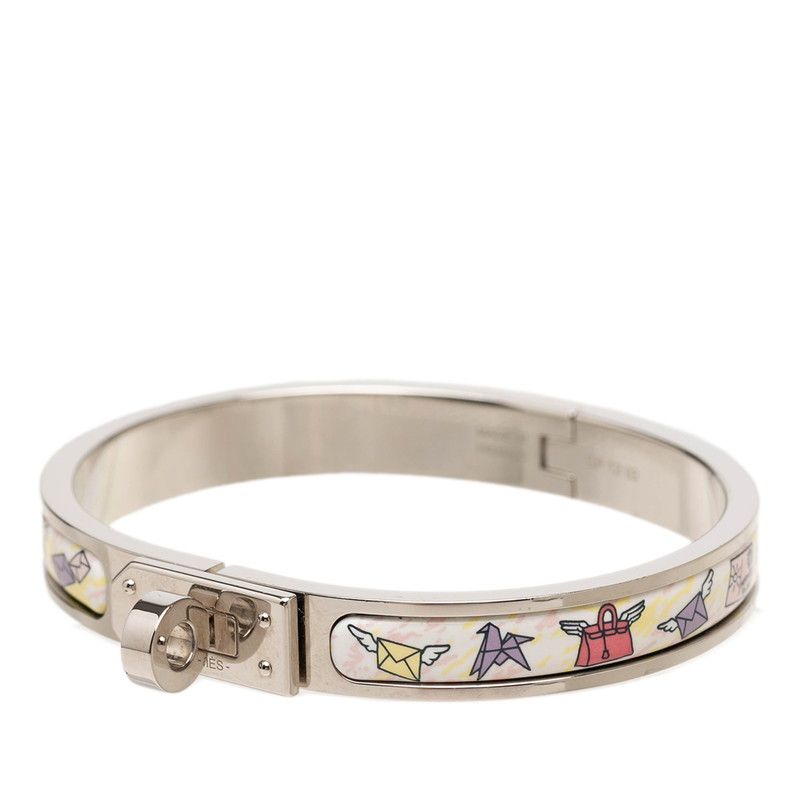 Hermes Mini Clic Kelly PM Letter Motif Bracelet Bangle Silver Multicolor Metal — view 2