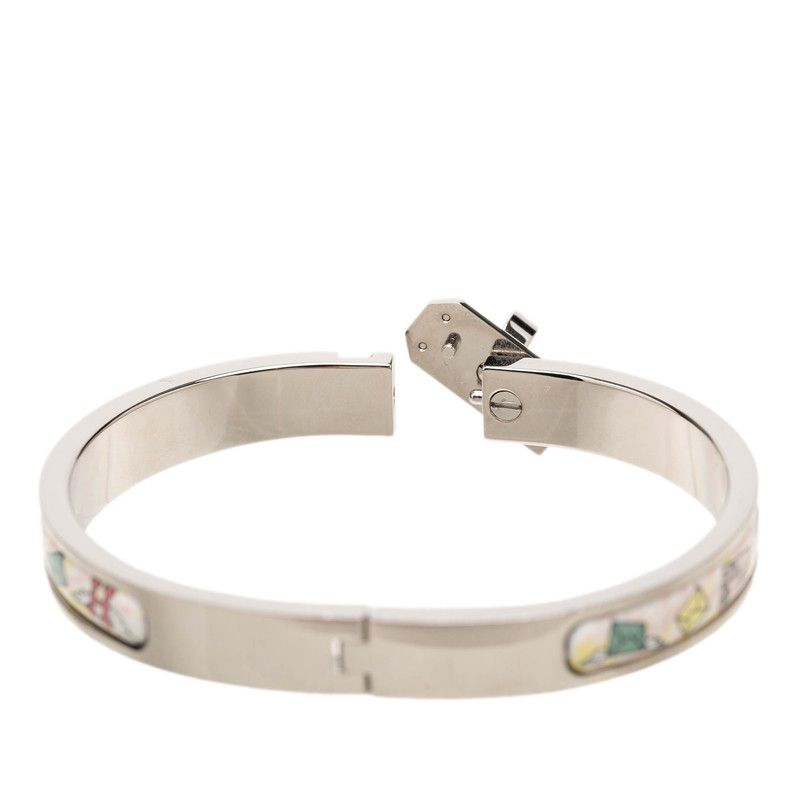 Hermes Mini Clic Kelly PM Letter Motif Bracelet Bangle Silver Multicolor Metal — view 4