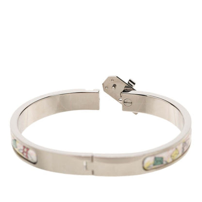 Hermes Mini Clic Kelly PM Letter Motif Bracelet Bangle Silver Multicolor Metal — view 4