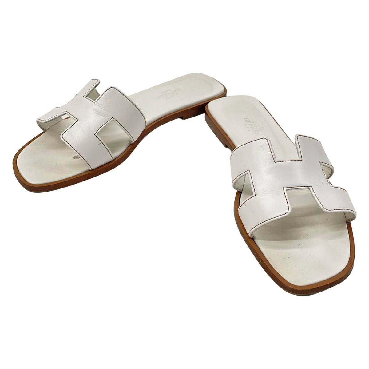 Hermes Mules Oran White Leather — view 2
