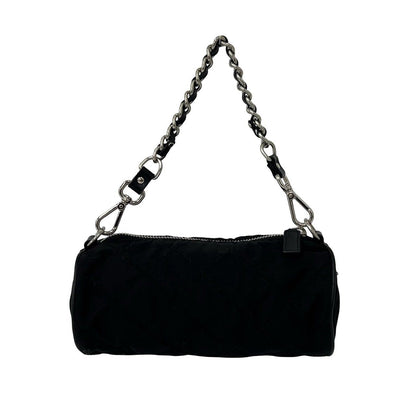 Prada Triangle Logo Quilted Tessuto Nylon Leather Mini Handbag Pouch Black — view 3