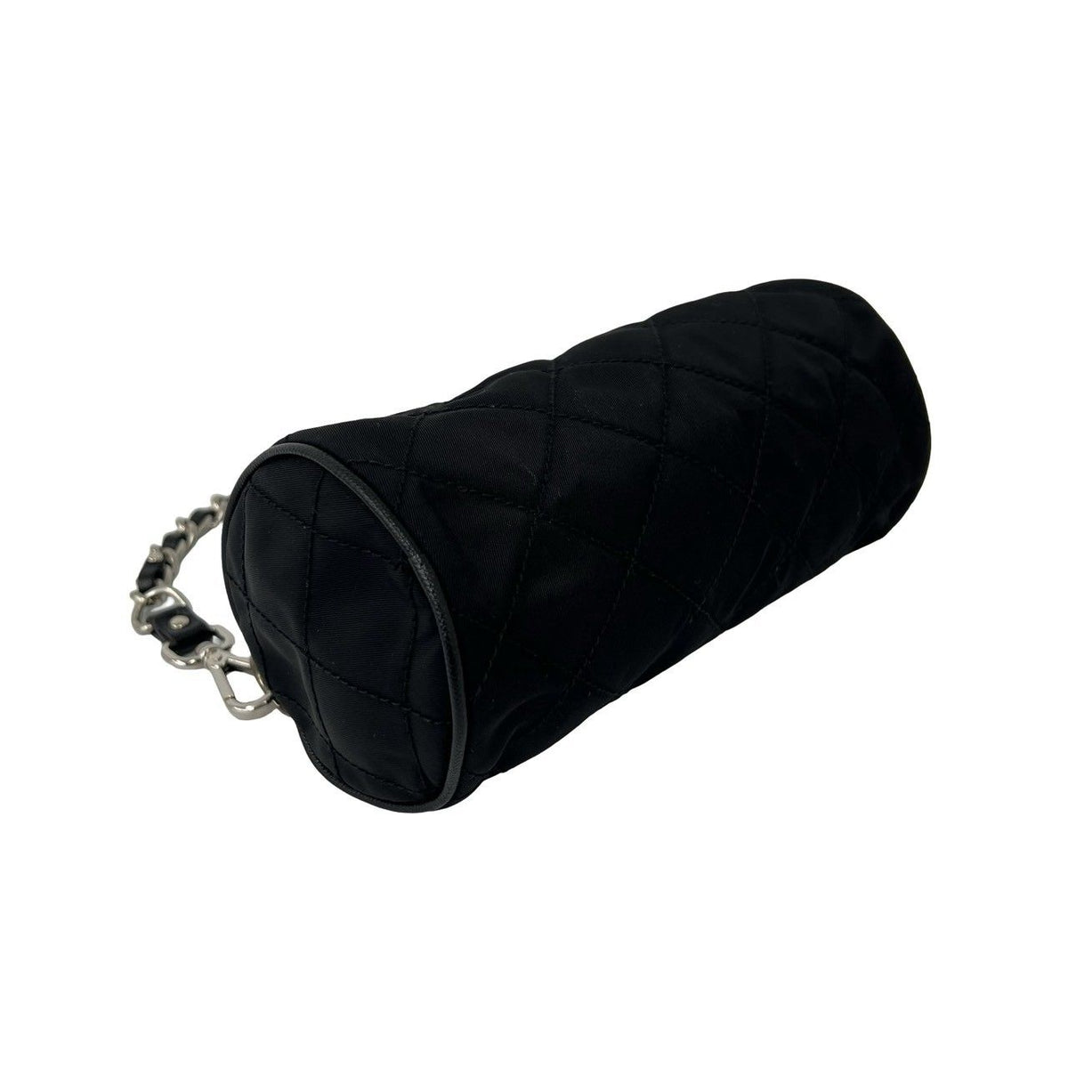 Prada Triangle Logo Quilted Tessuto Nylon Leather Mini Handbag Pouch Black — view 7