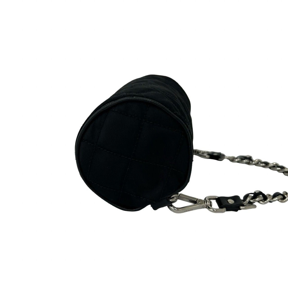 Prada Triangle Logo Quilted Tessuto Nylon Leather Mini Handbag Pouch Black — view 6