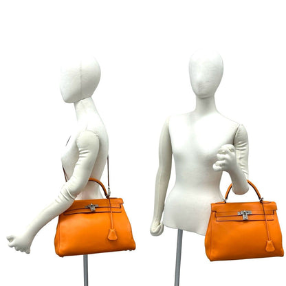 Hermes Kelly 35 Chevre Leather 2-Way Shoulder Bag Orange — view 2
