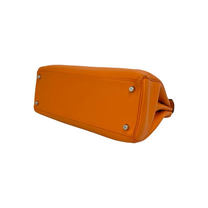 Hermes Kelly 35 Chevre Leather 2-Way Shoulder Bag Orange — view 8