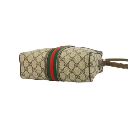 Gucci Vintage Sherry Line GG Pattern Logo Leather Shoulder Bag Pochette Brown — view 8