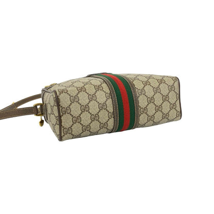 Gucci Vintage Sherry Line GG Pattern Logo Leather Shoulder Bag Pochette Brown — view 7