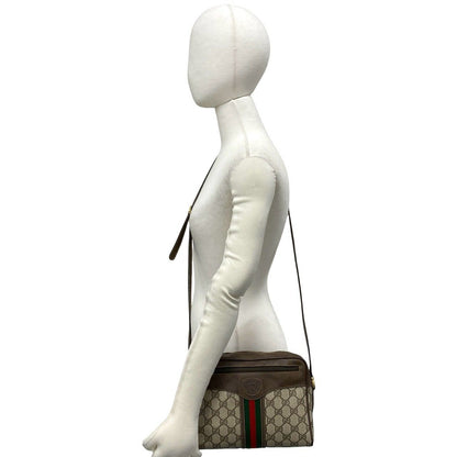 Gucci Vintage Sherry Line GG Pattern Logo Leather Shoulder Bag Pochette Brown — view 2