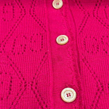 Gucci GG Perforated Crew Neck Knit Cardigan Pink — view 7