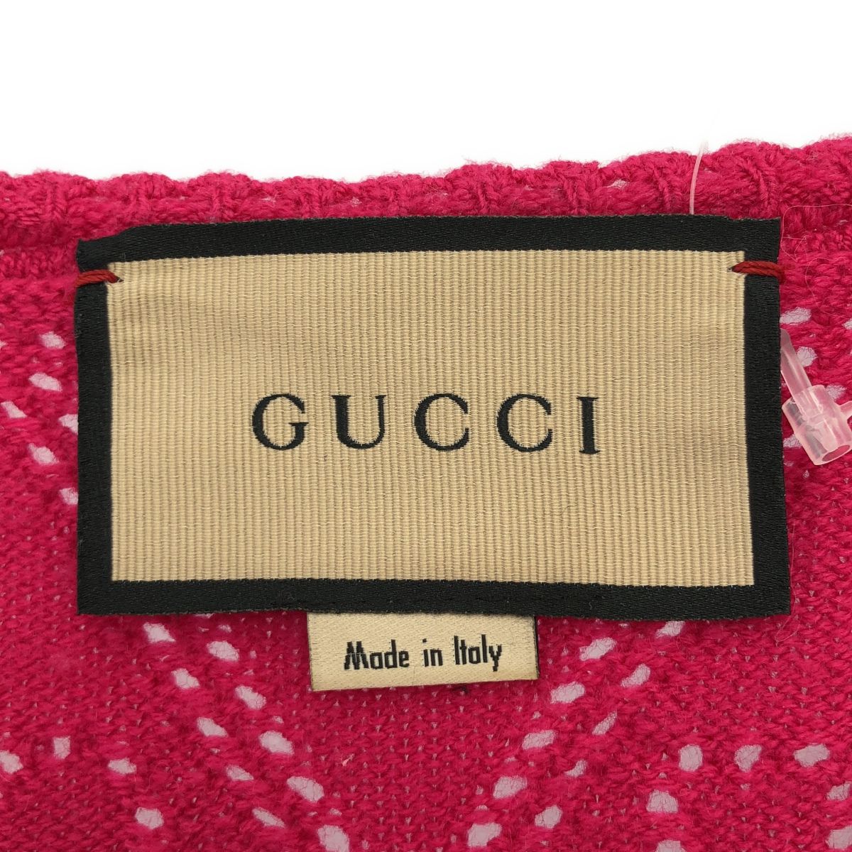 Gucci GG Perforated Crew Neck Knit Cardigan Pink — view 3