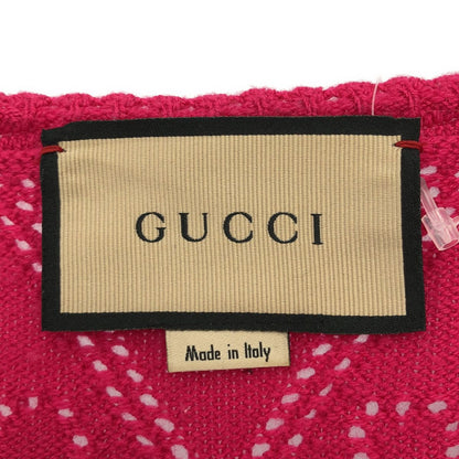 Gucci GG Perforated Crew Neck Knit Cardigan Pink — view 3