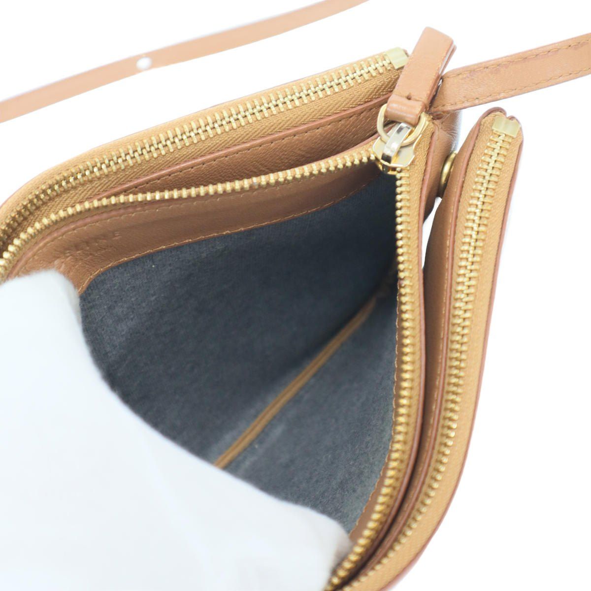 Celine by Phoebe Philo Trio Small Leather Shoulder Bag Brown — view 6