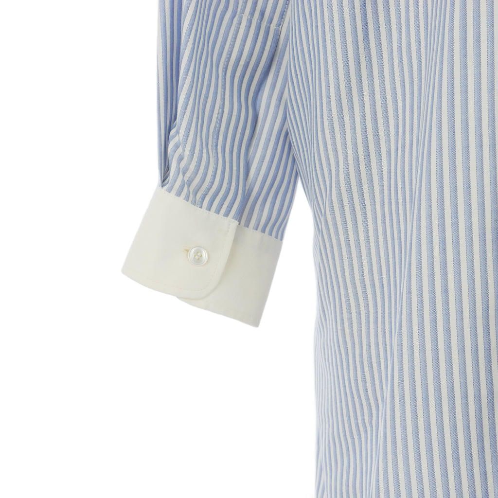 Celine Silk Triomphe Embroidery Striped Shirt Blouse Blue White 36 — view 7