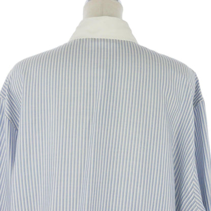 Celine Silk Triomphe Embroidery Striped Shirt Blouse Blue White 36 — view 6
