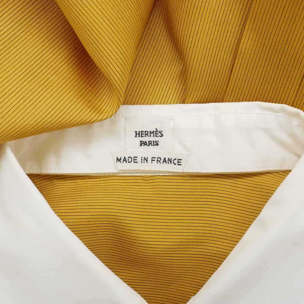 Hermes Cleric Shirt Blouse Long Sleeve Silk Yellow 44 — view 8