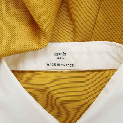 Hermes Cleric Shirt Blouse Long Sleeve Silk Yellow 44 — view 8