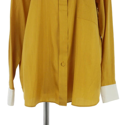 Hermes Cleric Shirt Blouse Long Sleeve Silk Yellow 44 — view 4