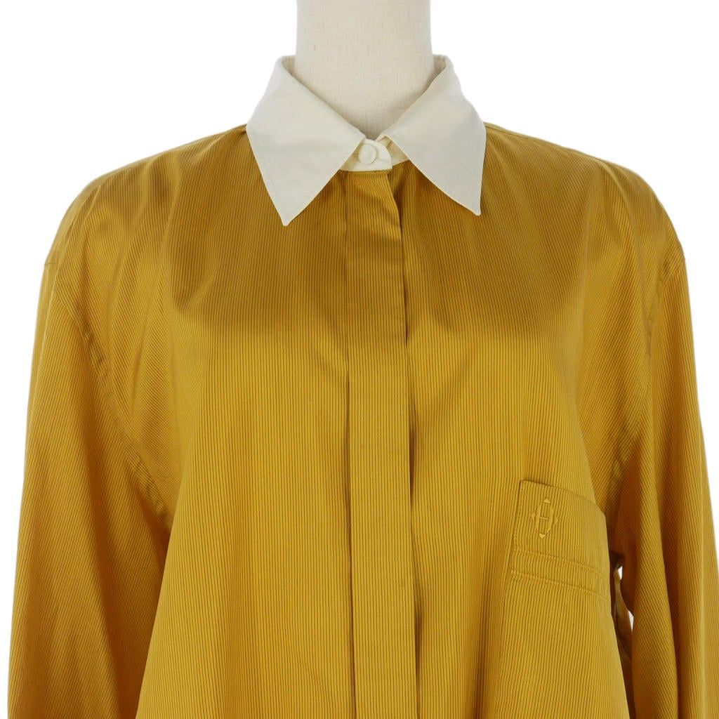 Hermes Cleric Shirt Blouse Long Sleeve Silk Yellow 44 — view 2