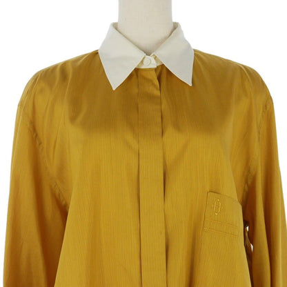 Hermes Cleric Shirt Blouse Long Sleeve Silk Yellow 44 — view 2