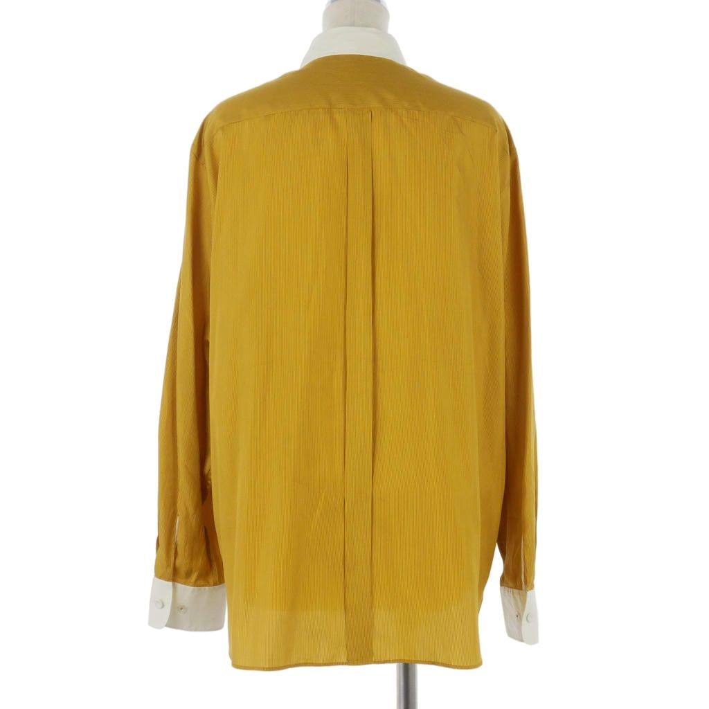 Hermes Cleric Shirt Blouse Long Sleeve Silk Yellow 44 — view 5