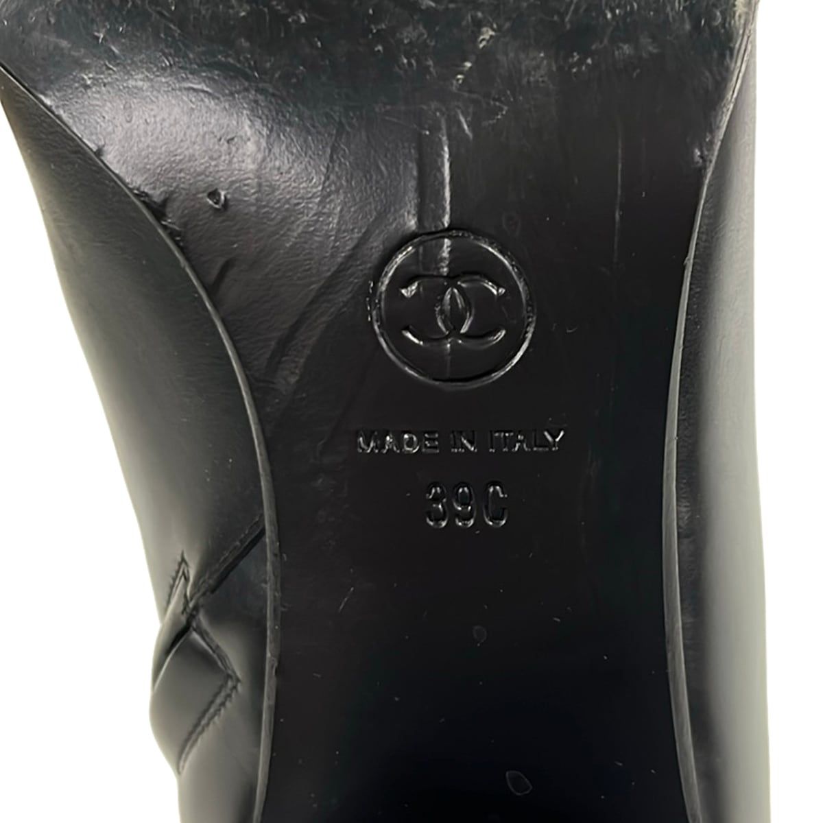 Chanel Short Boots Black CC Logo Leather — view 7