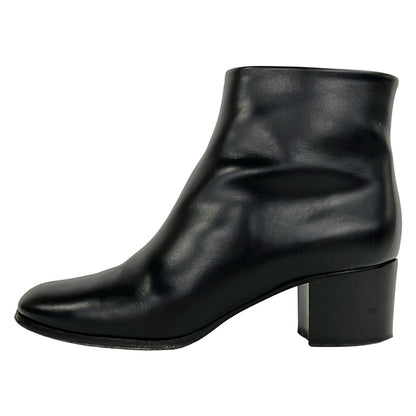 Chanel Short Boots Black CC Logo Leather