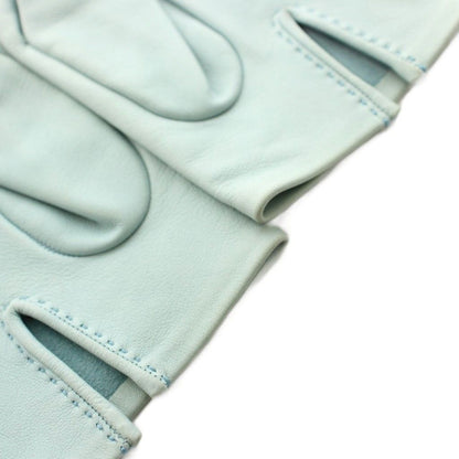 Hermes Gloves Leather Perforated Logo 6.5 Light Blue — view 8