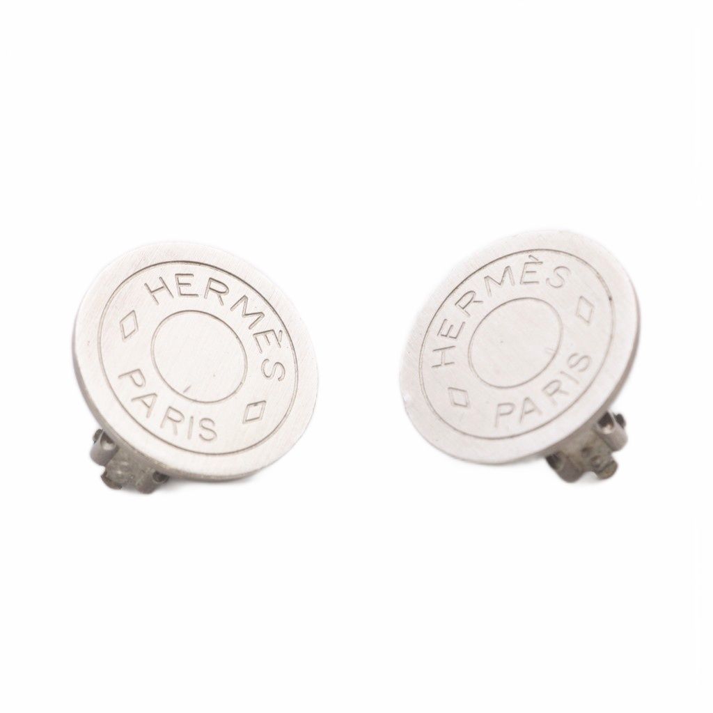 Hermes Sellier Earrings Silver