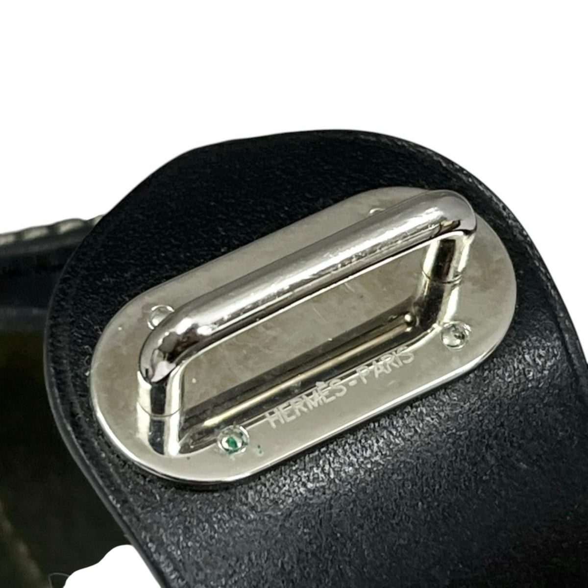 Hermes Leather Black Bracelet Silver — view 5