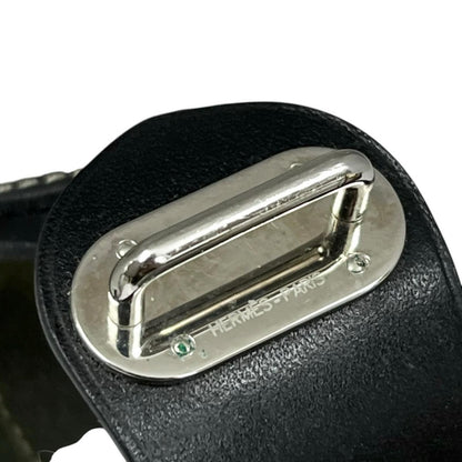 Hermes Leather Black Bracelet Silver — view 5
