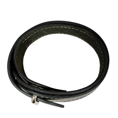 Hermes Leather Black Bracelet Silver — view 2