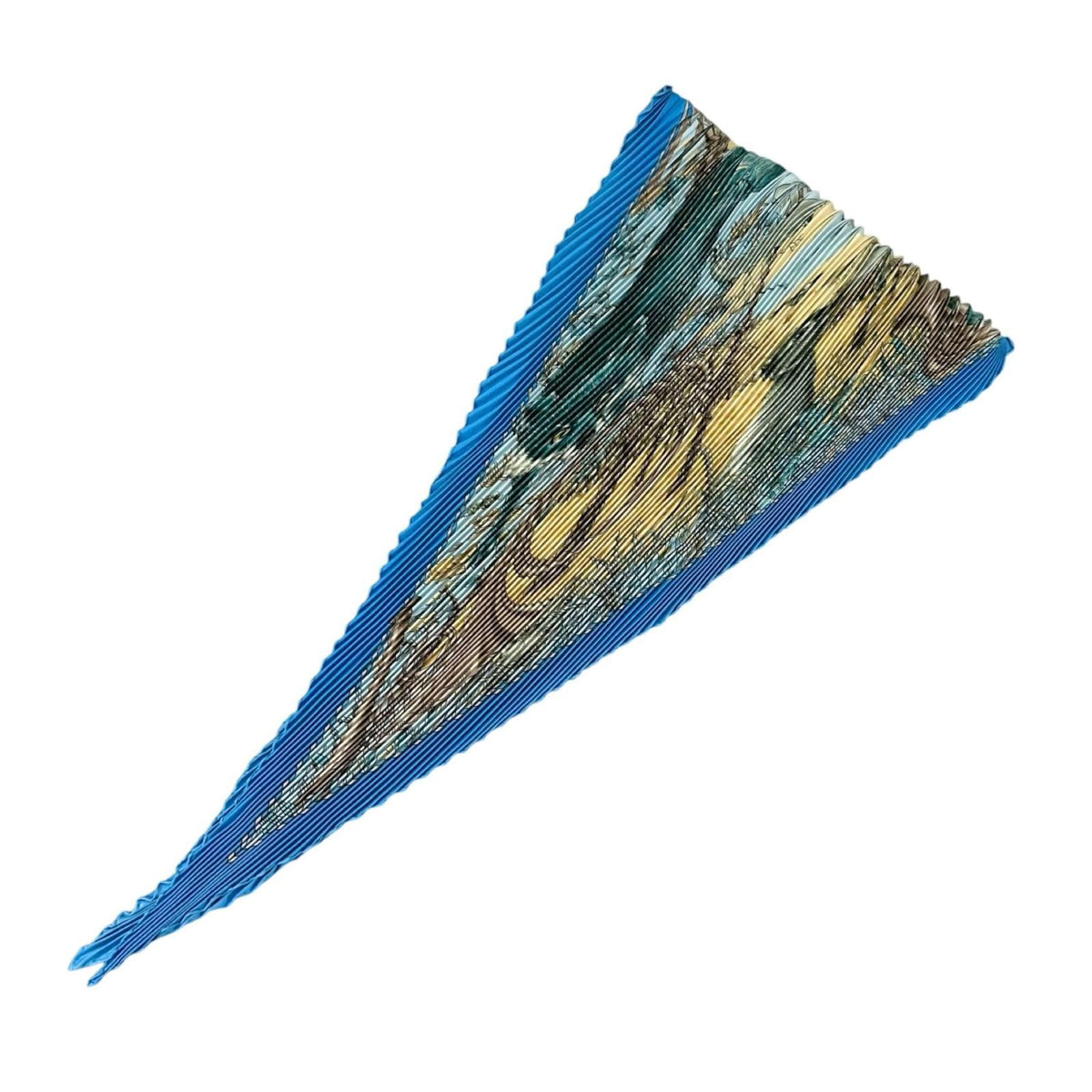Hermes Pleats Chasse Au Bois Silk Yellow Blue Scarf — view 4
