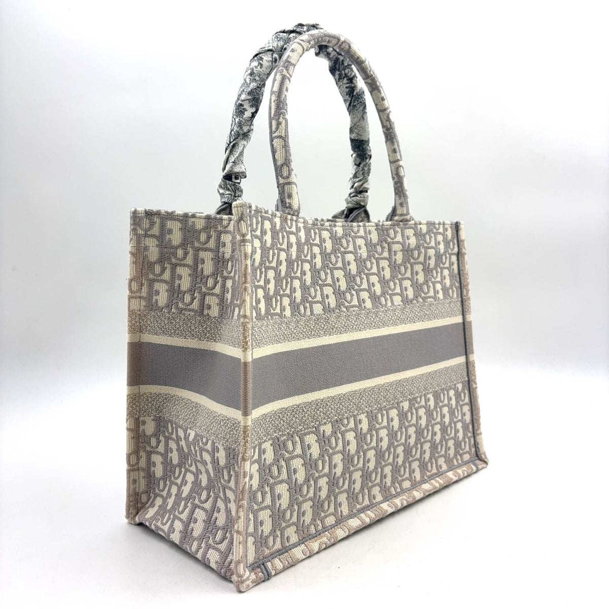 Dior Book Tote Oblique All Over Print Scarf Canvas Gray — view 2