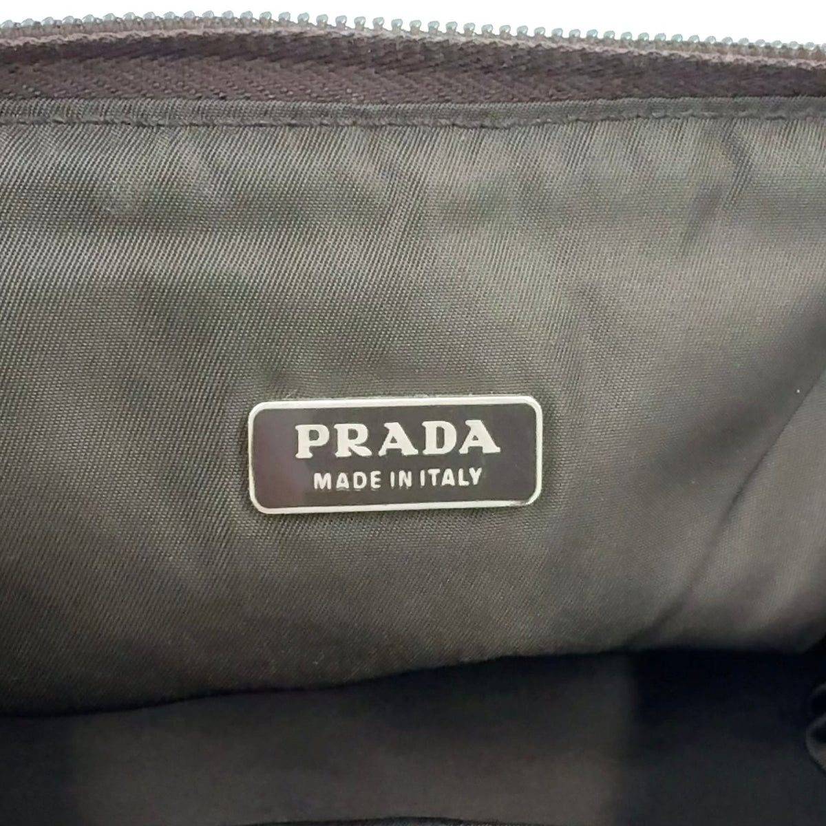 Prada Tessuto Nylon Khaki Green Pouch Silver — view 4