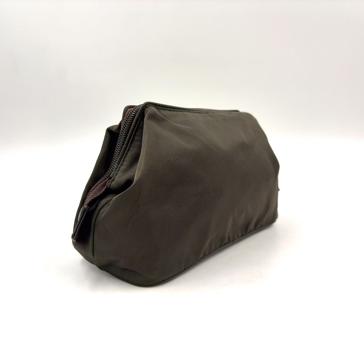 Prada Tessuto Nylon Khaki Green Pouch Silver — view 2