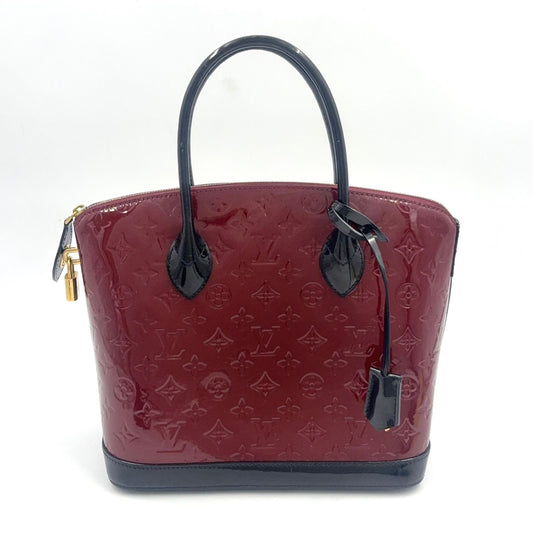 Louis Vuitton PM Monogram Vernis Griyot Patent Black Bordeaux Handbag Gold