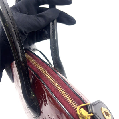 Louis Vuitton PM Monogram Vernis Griyot Patent Black Bordeaux Handbag Gold — view 7