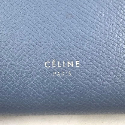 Celine Medium Strap Wallet Leather Beige Light Blue Bifold Silver — view 4